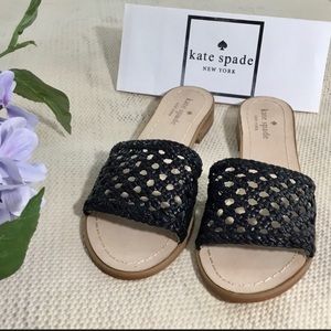 Kate Spade Berlin Woven Leader Black Sandals S 9.5